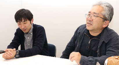 インタビューに答える宮本さんと道田さん