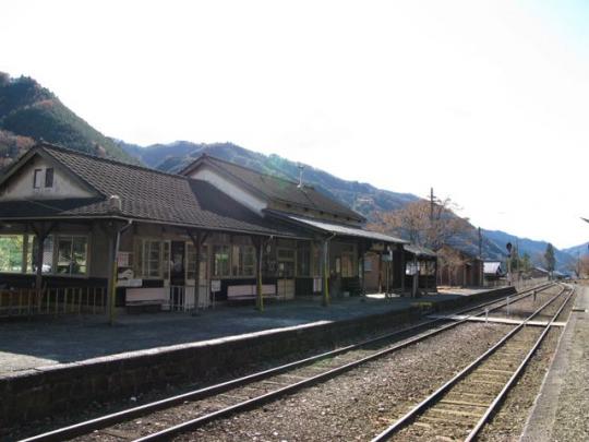足尾駅のホームと線路が2本並んでいる写真