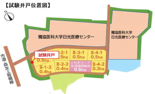 【試験井戸位置図】試験井戸位置図を表した地図