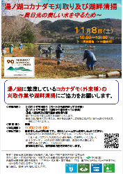湯ノ湖コカナダモ刈取り及び湖畔清掃参加者募集