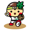 とちまるくんが軟式野球をしているイラスト
