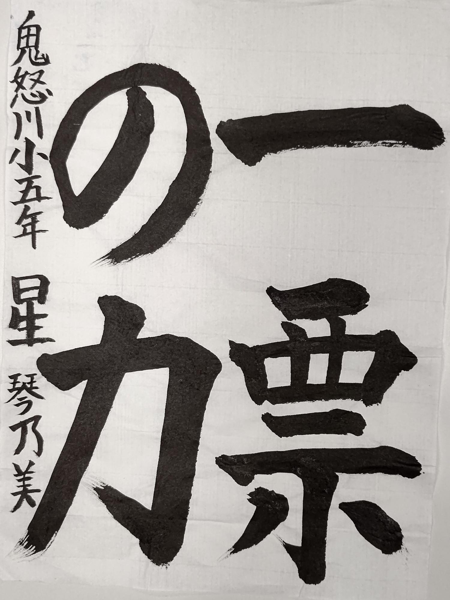一票の力と書かれた星琴乃美さんの習字の作品
