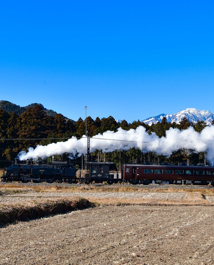 日光連山を背に走るSl大樹