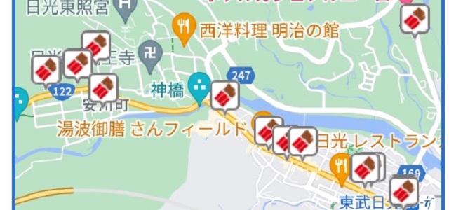 CHOCOTTO NIKKO店舗検索マップ日光エリアの様子