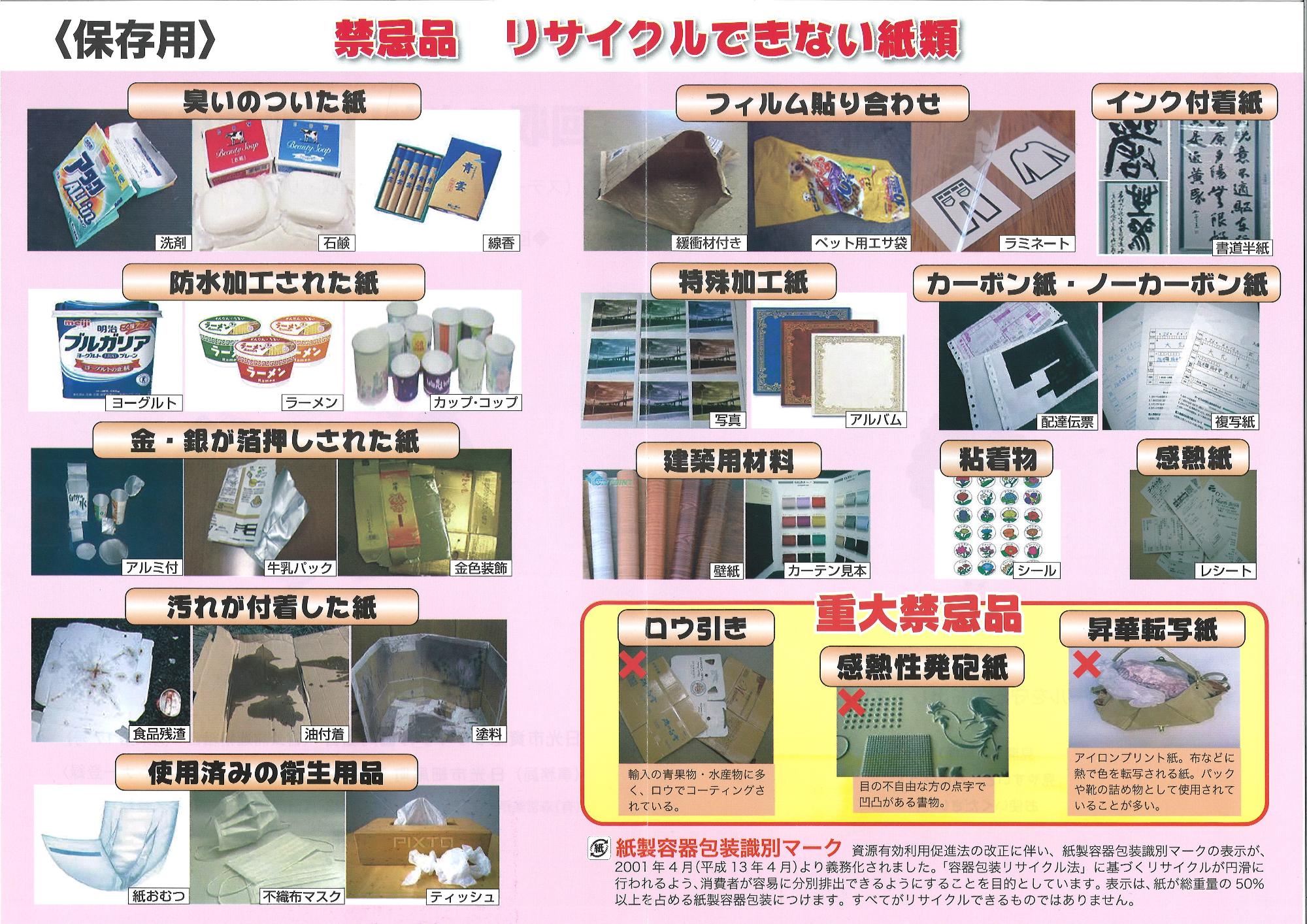 リサイクルできない紙類