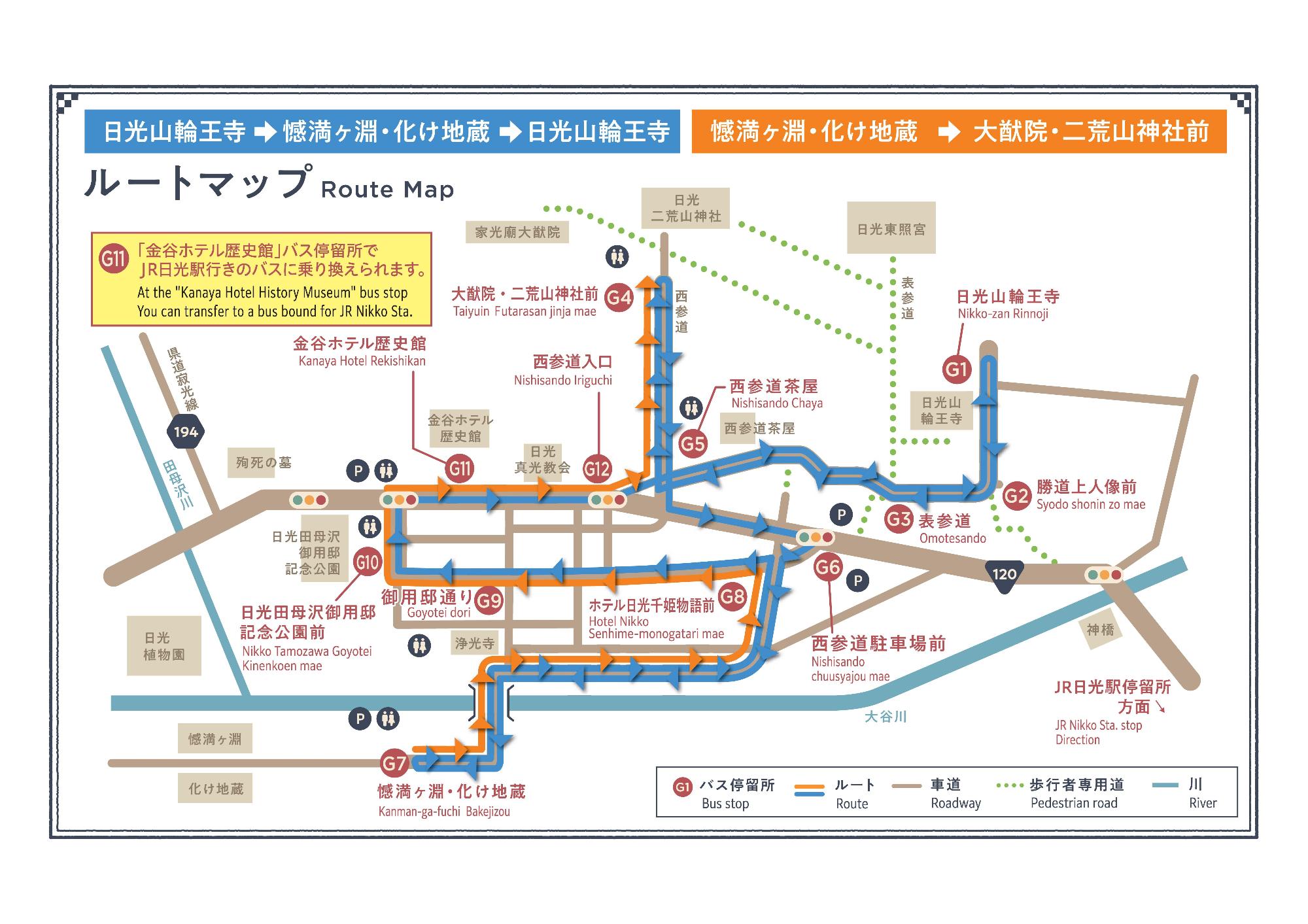 日光西町ルートマップ