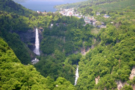 滝と緑が広がる夏の風景写真
