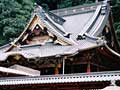 屋根付きの塀の奥に見えている二荒山神社本殿の写真