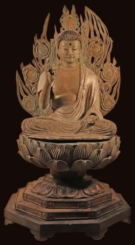 阿弥陀如来　室町時代　木製　木彫 木彫阿弥陀如来像 B-184【売却済】 | 古美術 花地蔵